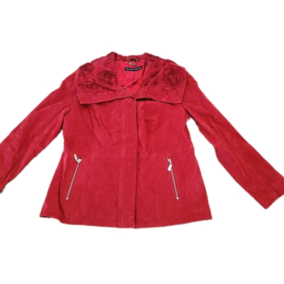 1990s Red Suede Roses Jacket - Picture 5 of 11